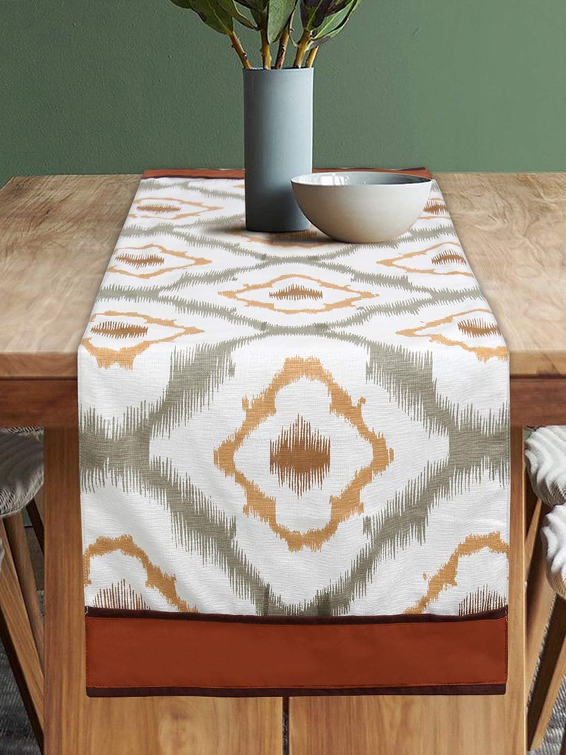 Dekor World 3 Ikat Printed Peach Table Runner (33x240cm) (Pack of 1)-8 Seater Dinning & Center Table - Image 1