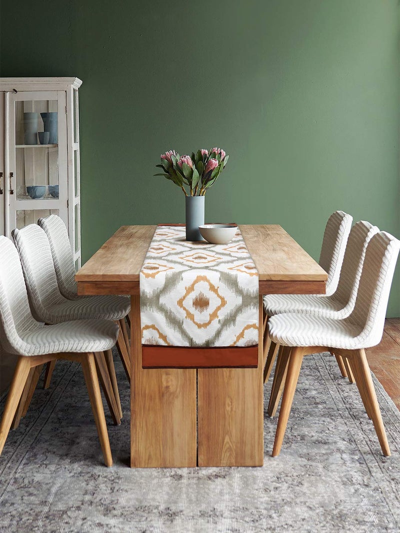 Dekor World 3 Ikat Printed Peach Table Runner (33x240cm) (Pack of 1)-8 Seater Dinning & Center Table - Image 2