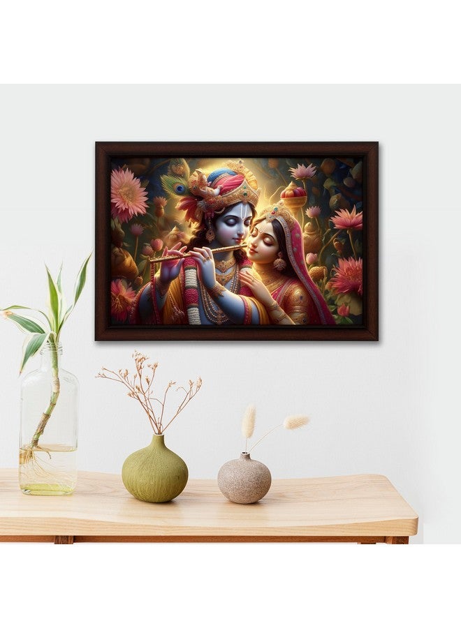 Masstone Radhe Krishna with Flute Wall Painting with UV Textured Effect Framed HD | 50x35 cm Wall Hanging Photos Home Décor Wall Art For Living Room, Bedroom, Drawing room - Image 3
