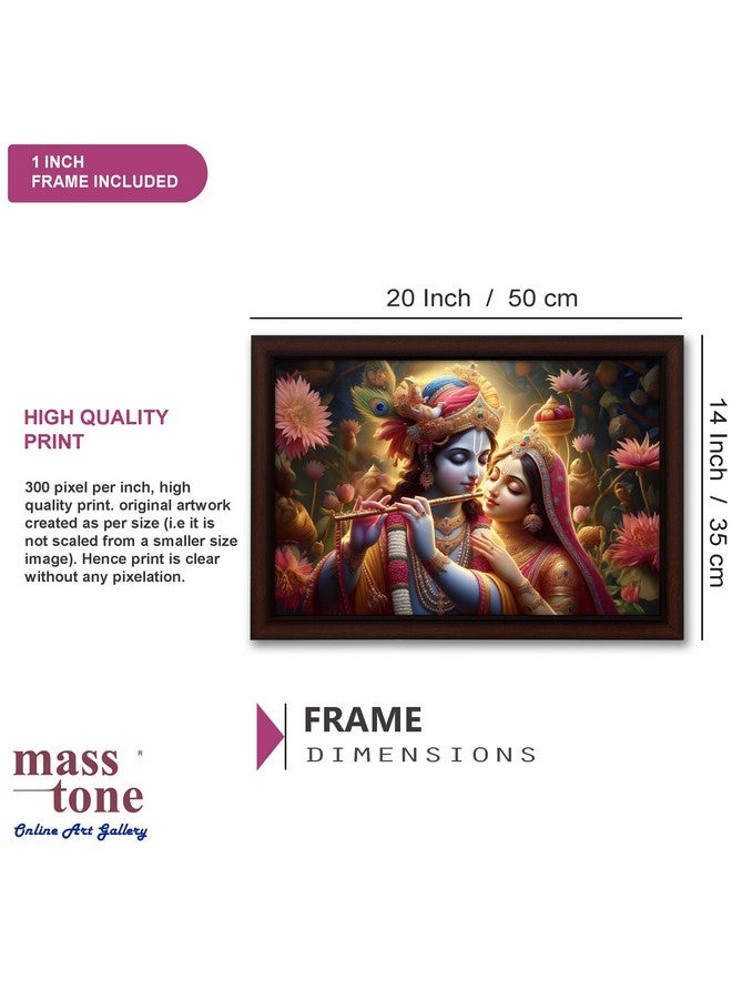 Masstone Radhe Krishna with Flute Wall Painting with UV Textured Effect Framed HD | 50x35 cm Wall Hanging Photos Home Décor Wall Art For Living Room, Bedroom, Drawing room - Image 2