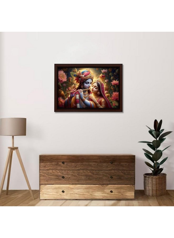 Masstone Radhe Krishna with Flute Wall Painting with UV Textured Effect Framed HD | 50x35 cm Wall Hanging Photos Home Décor Wall Art For Living Room, Bedroom, Drawing room - Image 4