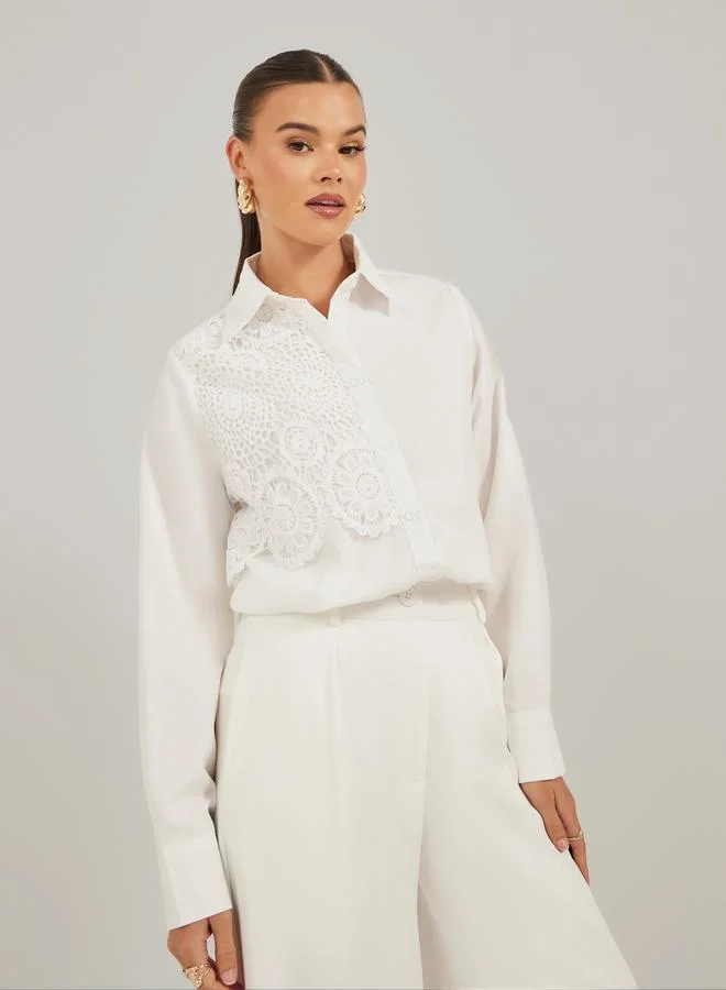 Take Two Embroidery Patch Detail Regular Fit Shirt by Styli