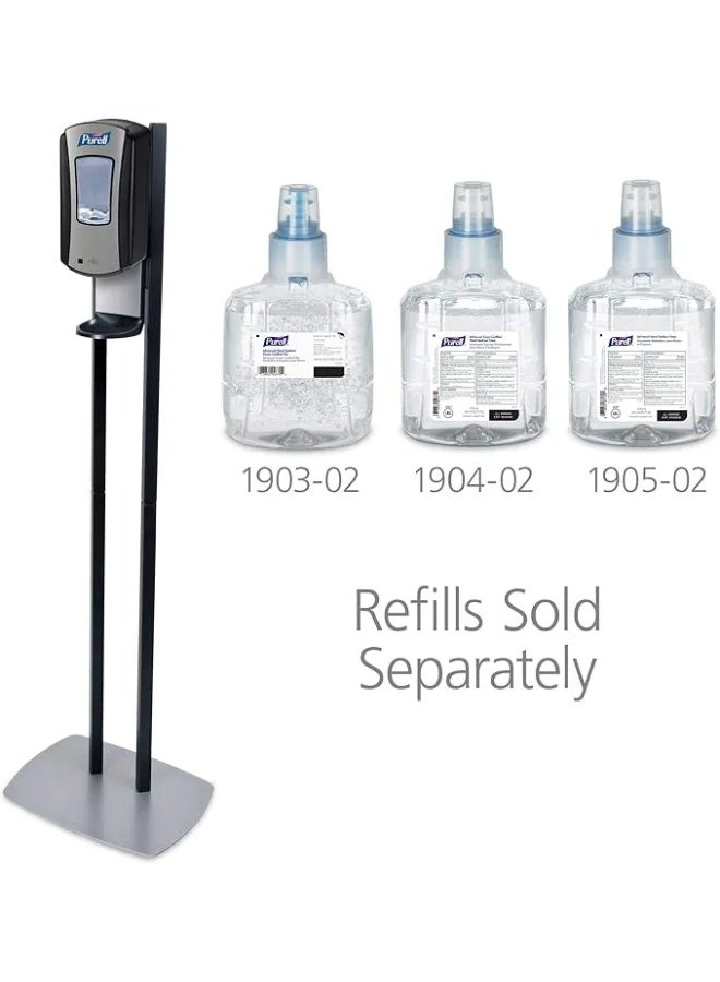 PURELL LTX-12 Dispenser Floor Stand, Chrome and Black Stand with PURELL LTX-12 Hand Sanitizer Dispenser - Image 1