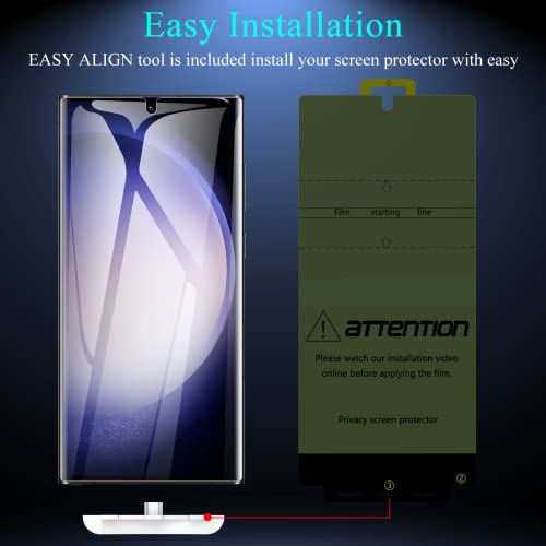 LYWHL [2+2 Pack for Samsung Galaxy S23 Ultra Privacy Screen Protector [Not Glass], Anti-Spy Flexible Film Compatible Fingerprint + Camera Lens Glass Protector for Galaxy S23 Ultra 6.8” - Image 5