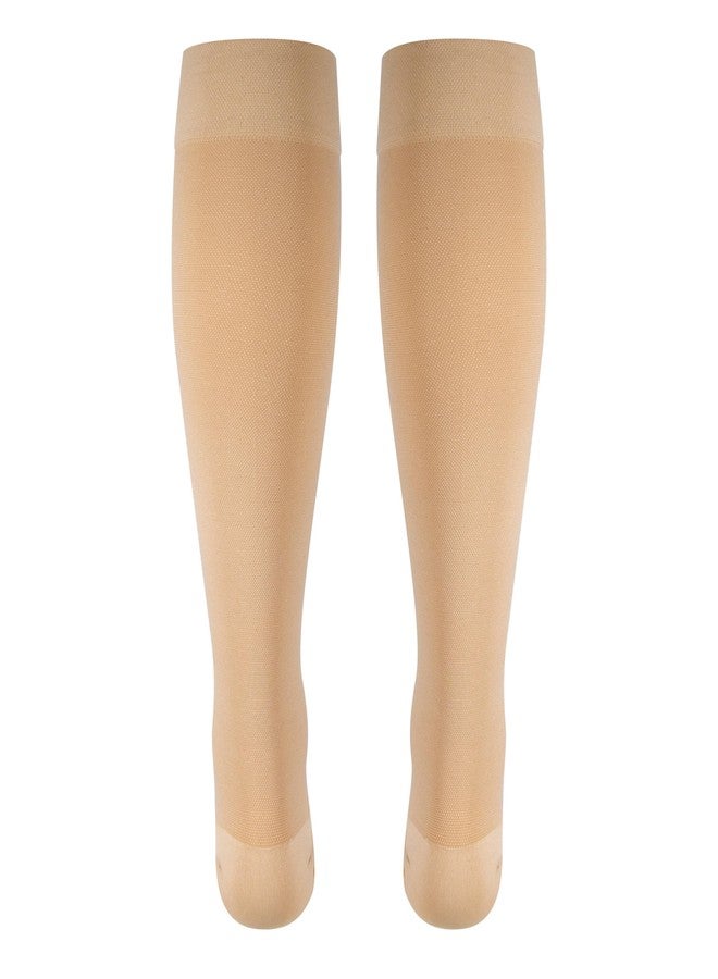 NuVein Medical Compression Stockings, 15-20 mmHg Support for Women & Men, Knee Length, Closed Toe, Beige, Medium - Image 5
