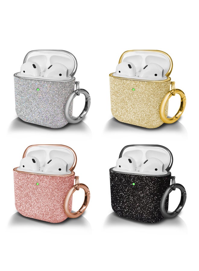 For Apple Headset Protective Case Airpodspro/2/3 Electroplated Bluetooth Headset Cover Stick Flash Powder Diamond Hard Shell-Color:Rose Gold-Applicable Model:airpods Pro 2 - Image 2