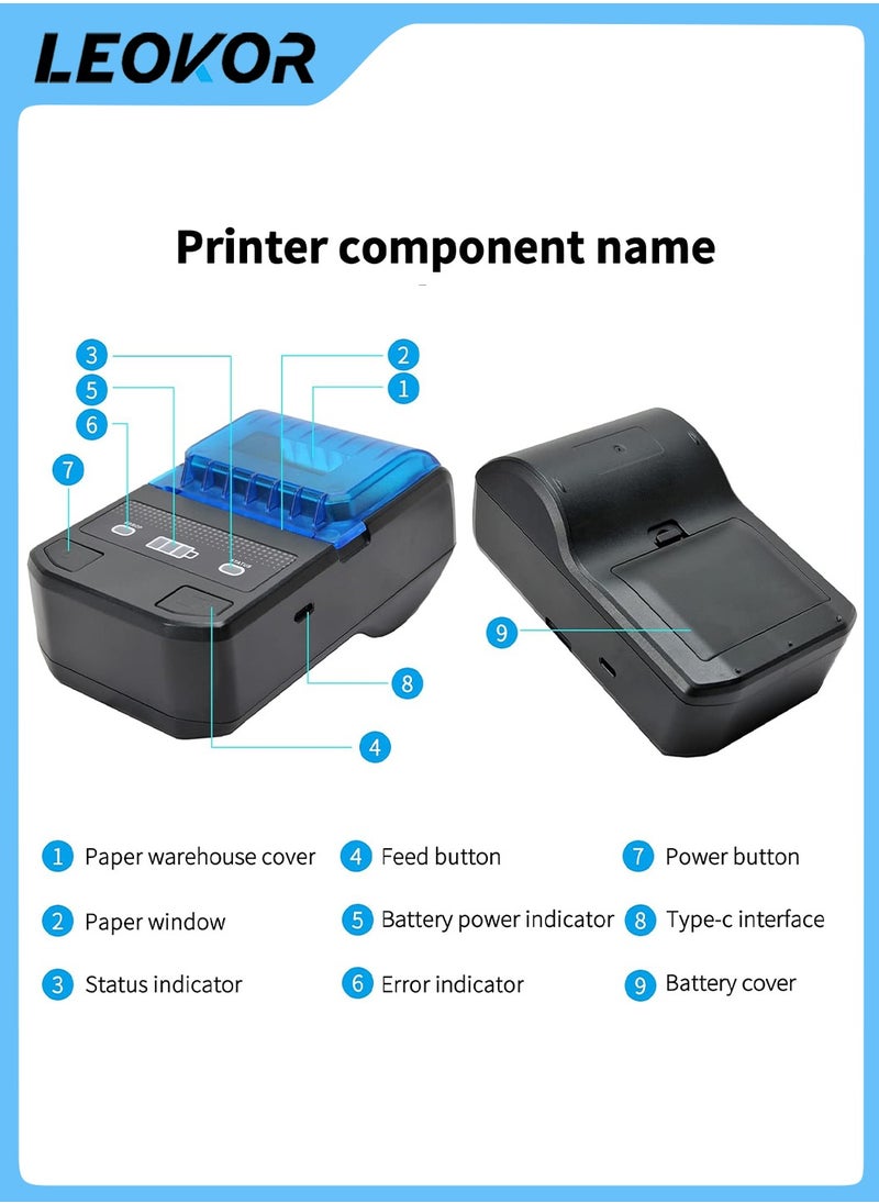 Portable Printer,58mm Thermal Label Maker,Wireless BT Mini Label Printer,Barcode Printer with Rechargeable Battery,Compatible with Android iOS Windows - pzsku/ZFDDCB8E4CCA6C418FD1AZ/45/_/1715595801/3d71aa7b-3711-4376-adb7-1b312d2a792c