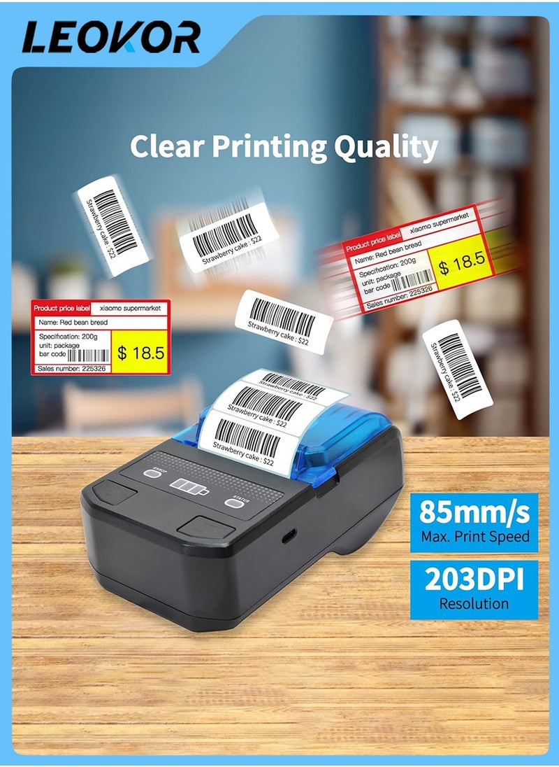 Portable Printer,58mm Thermal Label Maker,Wireless BT Mini Label Printer,Barcode Printer with Rechargeable Battery,Compatible with Android iOS Windows - pzsku/ZFDDCB8E4CCA6C418FD1AZ/45/_/1715595811/b4ab1b70-8dbc-4162-9bf8-d21cfc255517