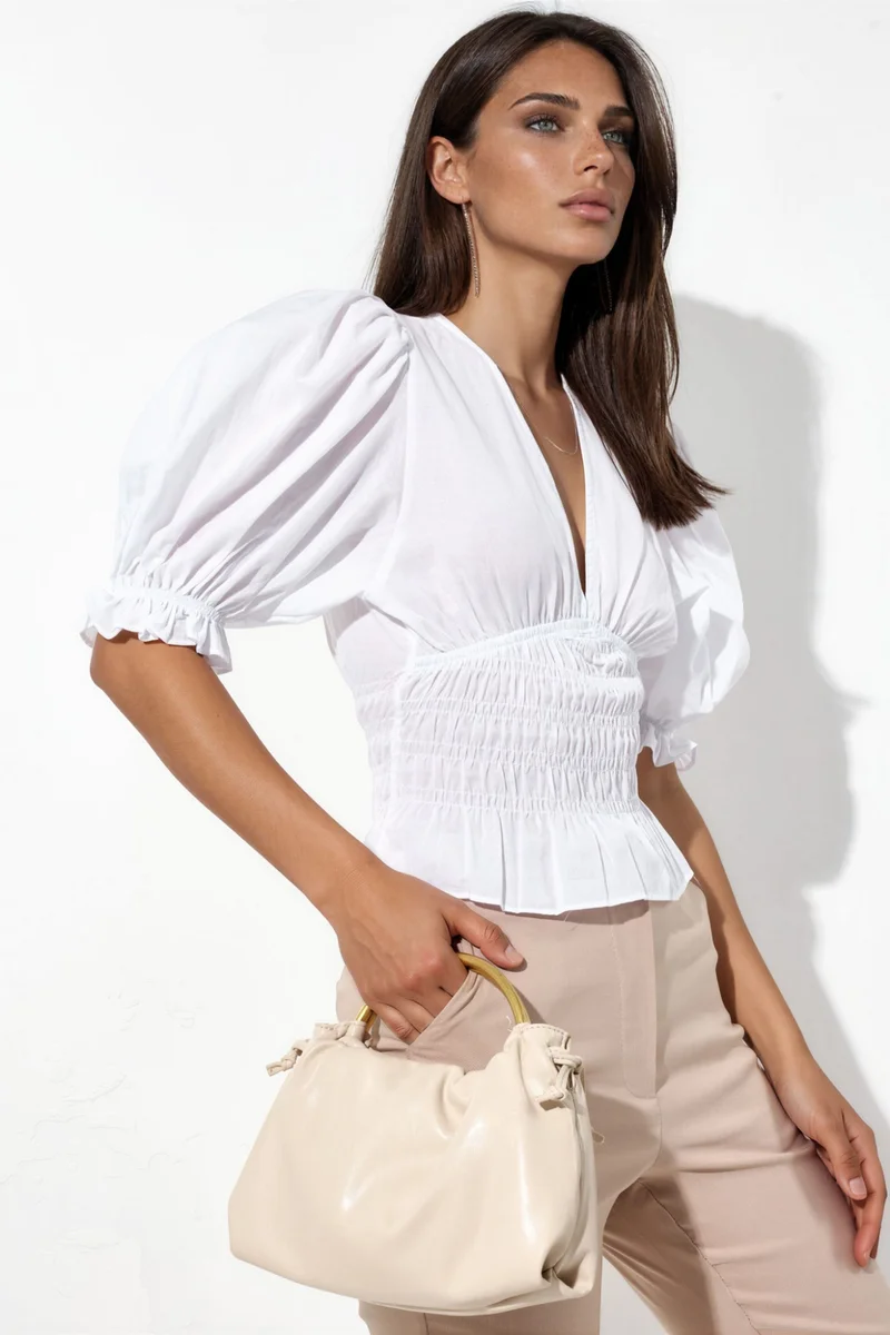 Busem BUSEM Fitted Chiffon V-neck Blouse