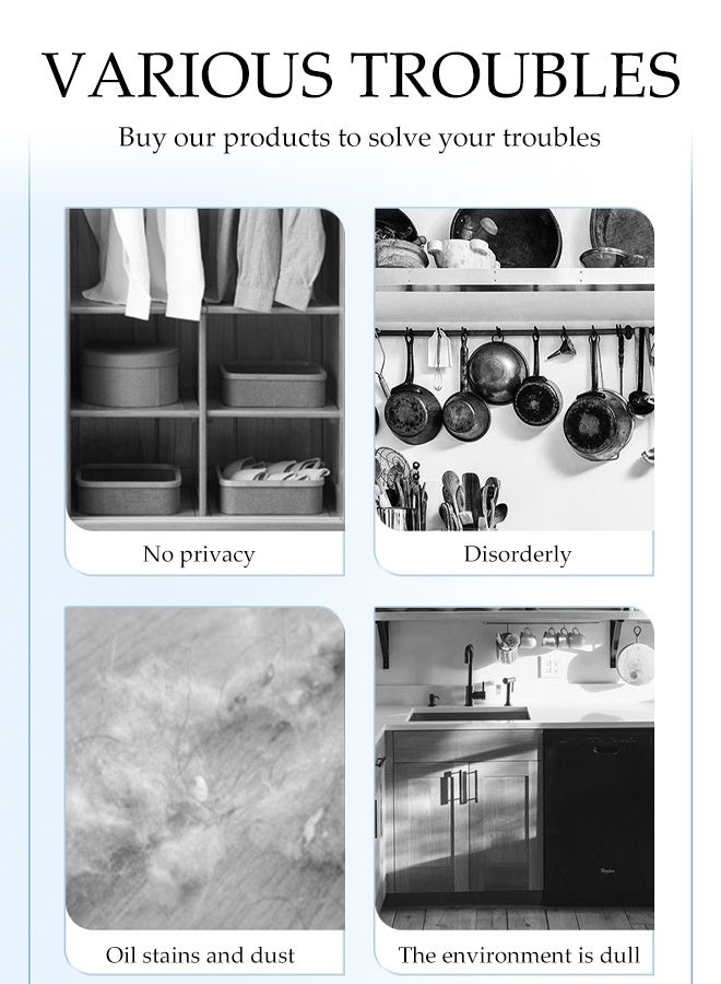 DUNISO Kitchen Cabinet Curtain, Velcro Sundries Rack Door Curtain, Pull Curtain, Punch-Free Cabinet Dust Fume Curtain, Sink Curtain, Locker Privacy Curtain, Shelf Cabinet Curtain, Bookcase Shoe Rack Dust Curtain, Self-Adhesive 100*140cm  - Image 5