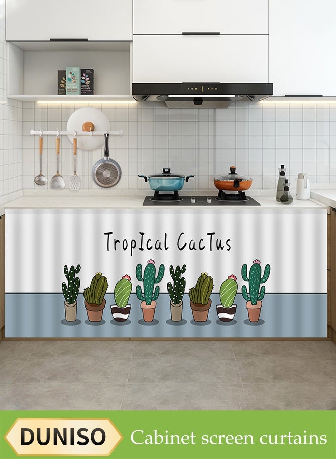 DUNISO Kitchen Cabinet Curtain, Velcro Sundries Rack Door Curtain, Pull Curtain, Punch-Free Cabinet Dust Fume Curtain, Sink Curtain, Locker Privacy Curtain, Shelf Cabinet Curtain, Bookcase Shoe Rack Dust Curtain, Self-Adhesive 100*140cm  - Image 1