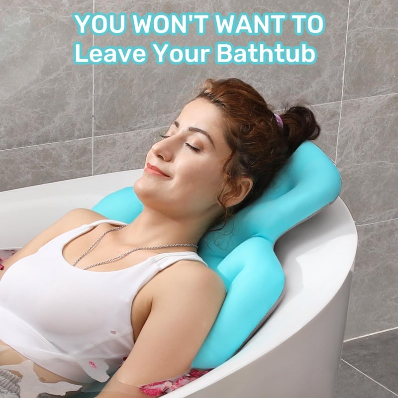 VOXOR Full Body Bath Pillow for Bathtub, Thick Bathtub Cushion with Laundry Bag, Luxury Tub Pillow for Bath for Headrest Neck and Back Support Ocean Blue 51" x 16" - Image 4