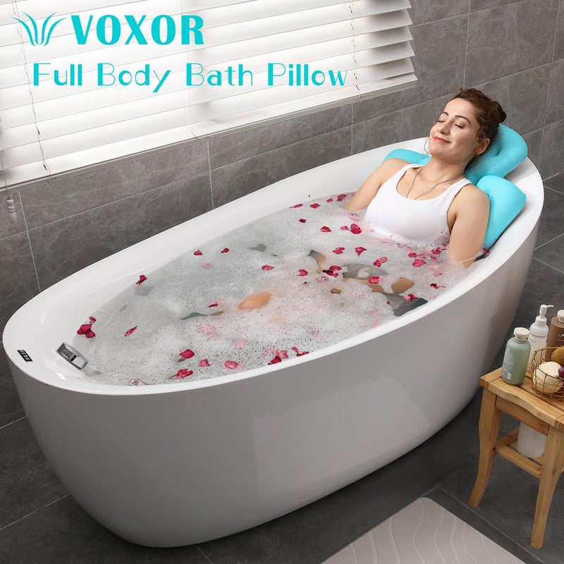 VOXOR Full Body Bath Pillow for Bathtub, Thick Bathtub Cushion with Laundry Bag, Luxury Tub Pillow for Bath for Headrest Neck and Back Support Ocean Blue 51" x 16" - Image 2