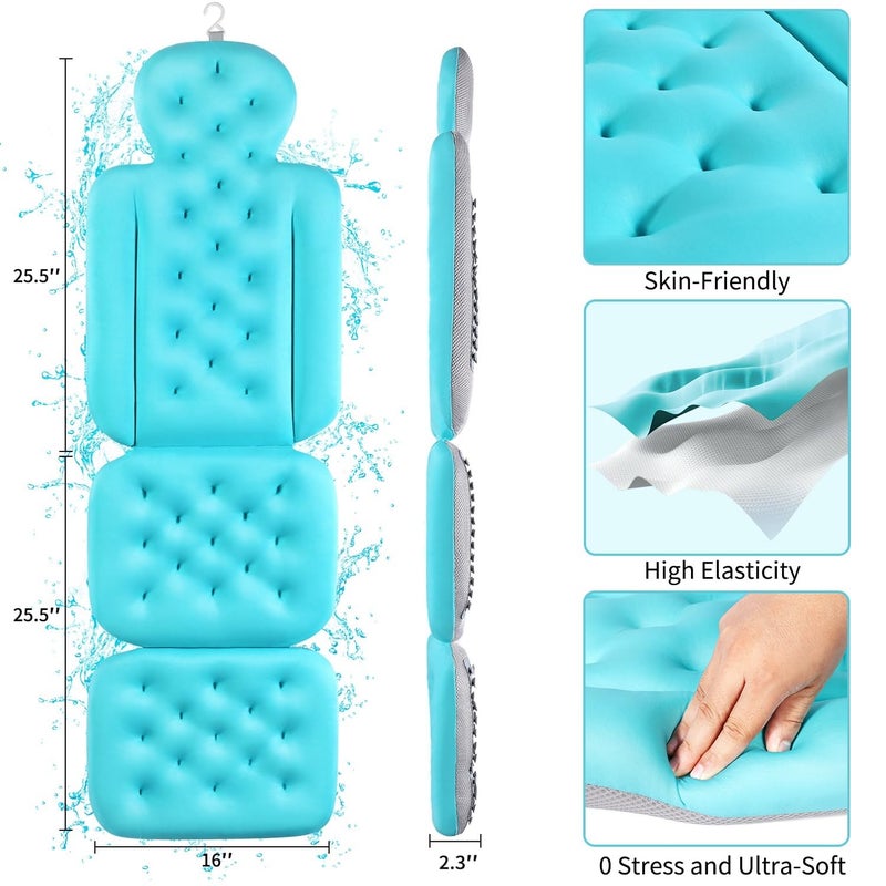 VOXOR Full Body Bath Pillow for Bathtub, Thick Bathtub Cushion with Laundry Bag, Luxury Tub Pillow for Bath for Headrest Neck and Back Support Ocean Blue 51" x 16" - Image 5