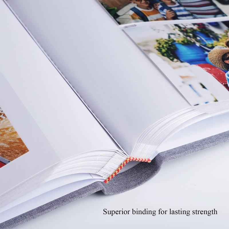 1DOT2 Photo Album with Writing Space 50 Pages 4x6 Photos Hold 200 or 5x7 Pictures Hold 100  Linen Cover Small Photo Book Albums with Memo for Anniversary Wedding Baby (Grey) - Image 4