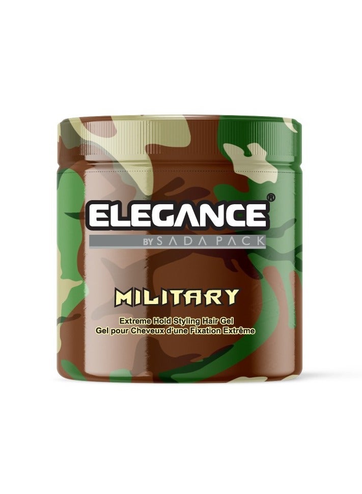 Elegance Triple Action Hair Gel - Military, 1000ml | Strong Hold, Glossy Finish, Flexible Styling