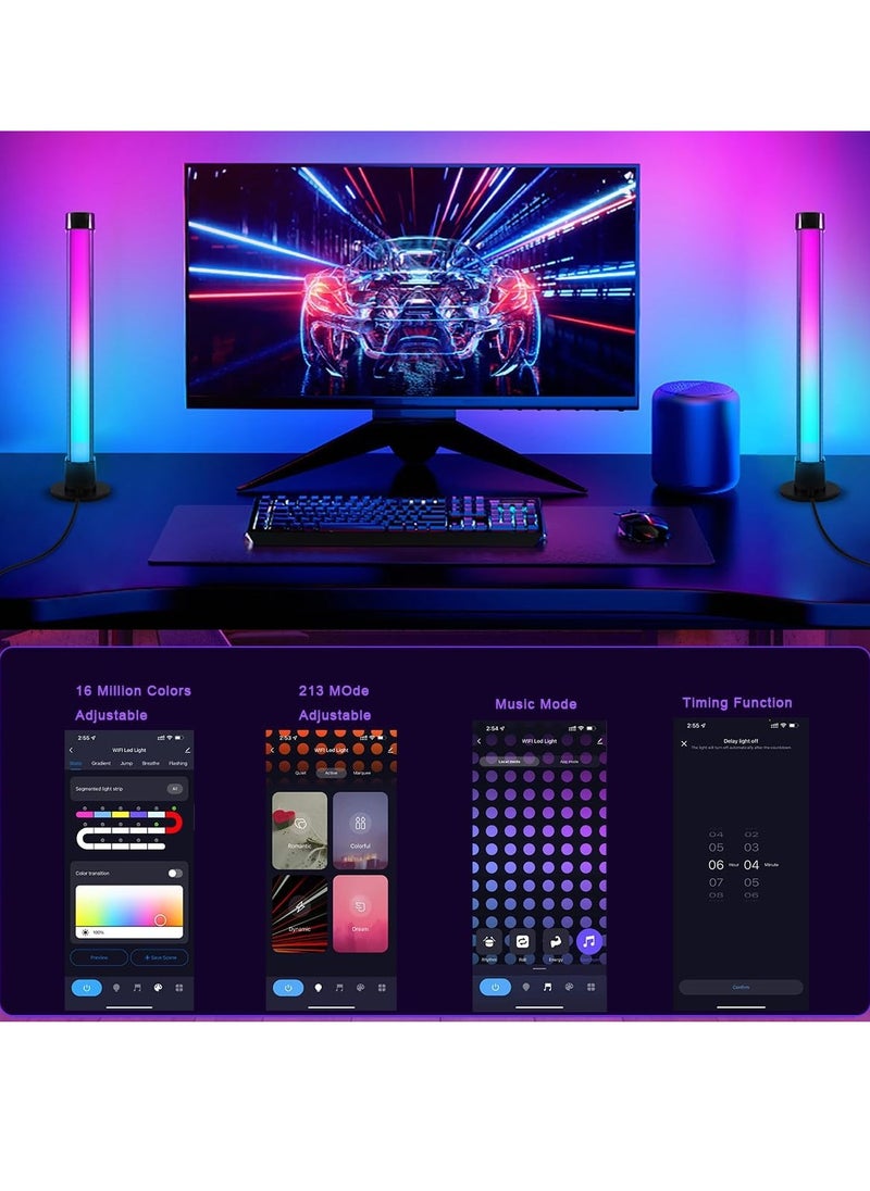DMG TECH - DMG 2 Pack Smart Light Bars, WiFi LED Strip, RGB Gaming Light with Alexa and Google, Sync with Music/Videos/Games, App Remote Control, Gaming Light with Scene Mode and Music Mode, 2 Glow Sticks - Image 1