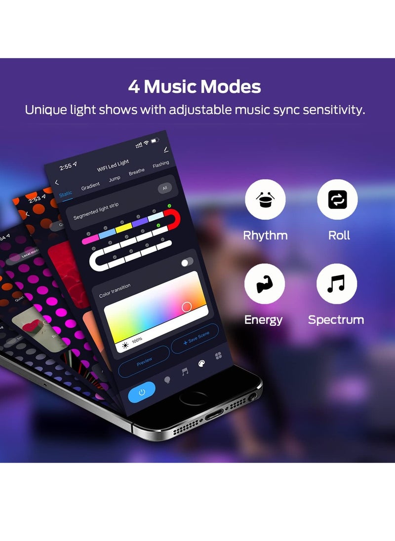 DMG TECH - DMG 2 Pack Smart Light Bars, WiFi LED Strip, RGB Gaming Light with Alexa and Google, Sync with Music/Videos/Games, App Remote Control, Gaming Light with Scene Mode and Music Mode, 2 Glow Sticks - Image 1