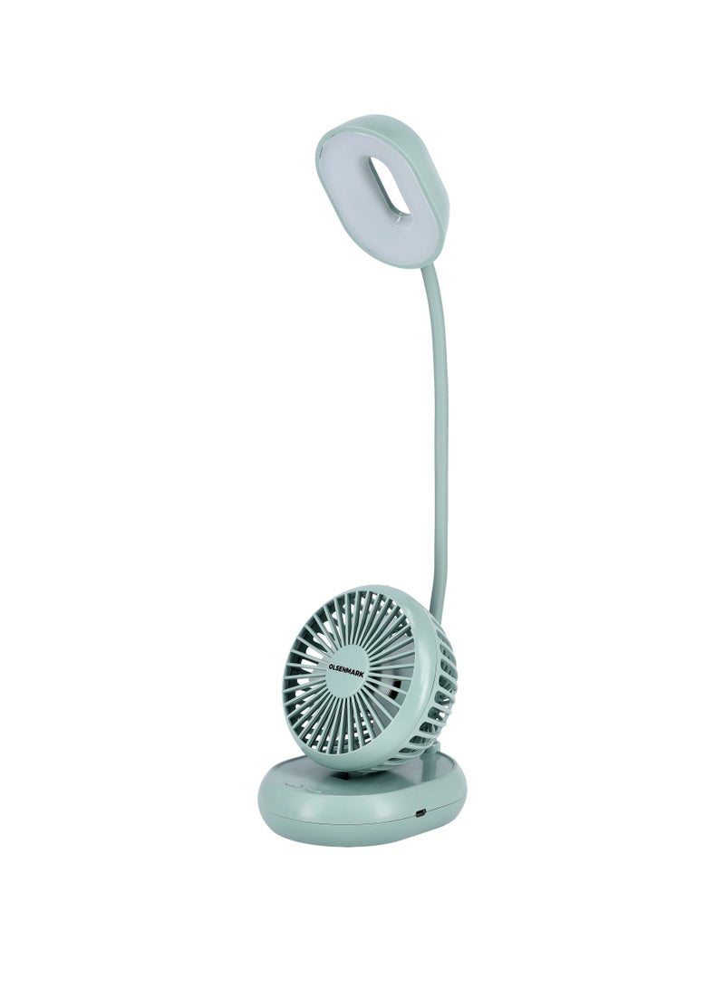 Olsermark 2-in-1 LED Desk Lamp with Mini Fan, Flexible Neck, OMF1827 - Image 1