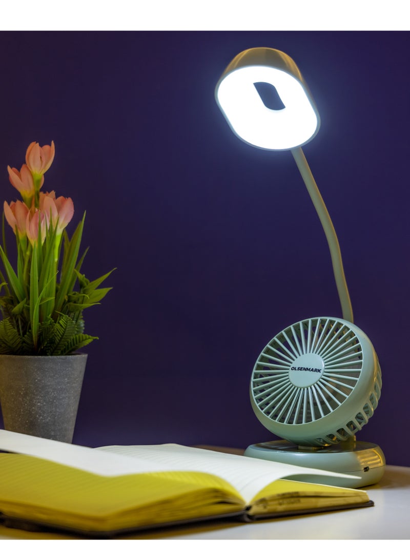 Olsermark 2-in-1 LED Desk Lamp with Mini Fan, Flexible Neck, OMF1827 - Image 5