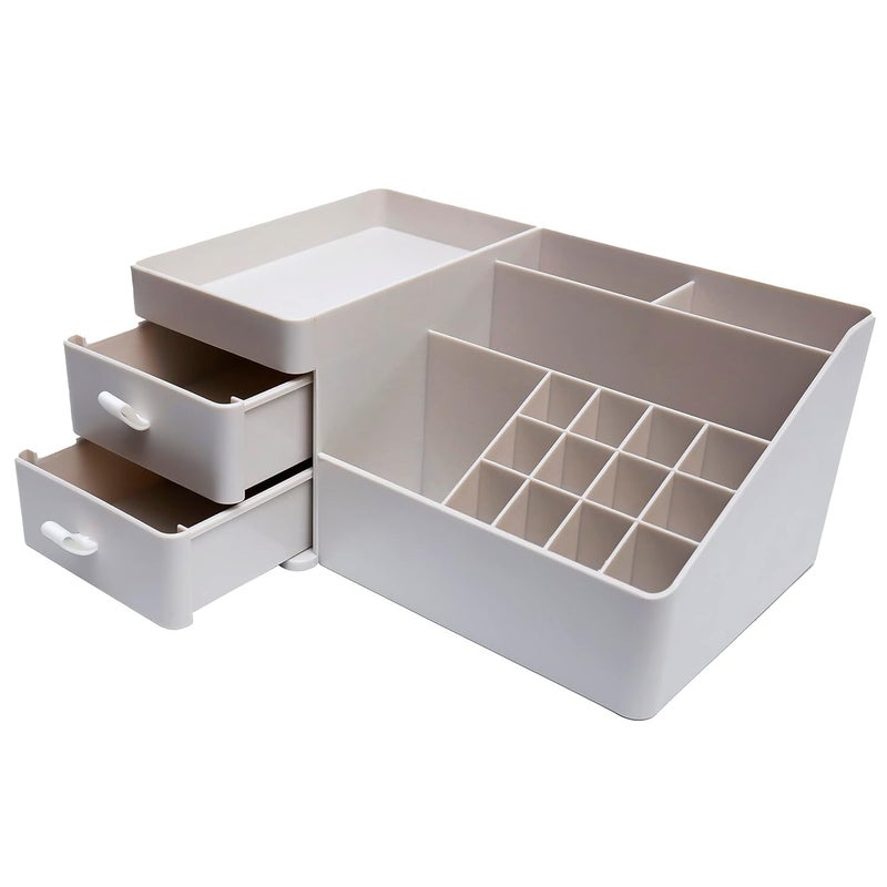 NANIAAY Makeup Vanity Organizer Box with 19 Compartments, 2 Drawers, for Dressing Table - Image 1