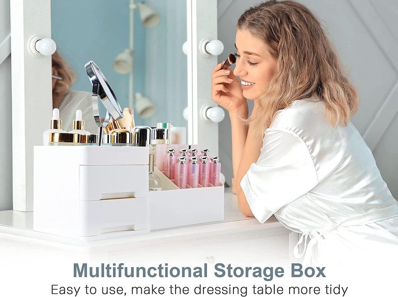 NANIAAY Makeup Vanity Organizer Box with 19 Compartments, 2 Drawers, for Dressing Table - Image 2