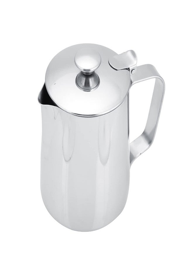 POCREATION Stainless Steel Milk Frothing Pitcher 350ml with Lid for Latte Art and Coffee Foam - Image 1