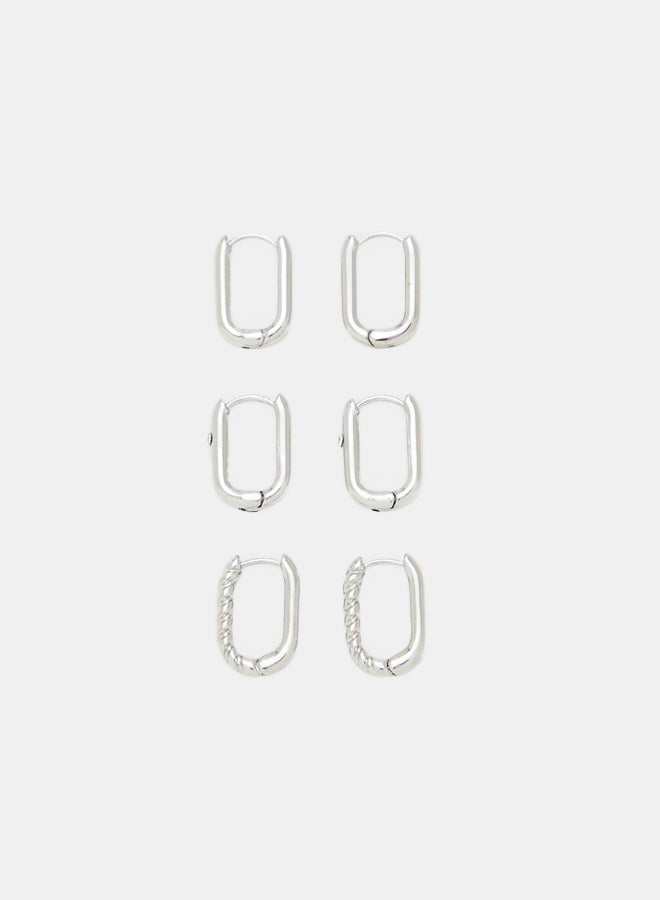 FOREVER 21 Oblong Hoop Earring Set  - Image 1