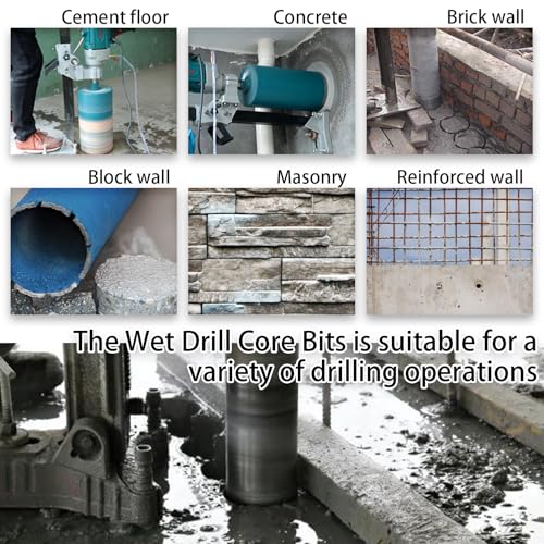 LCubro 2" Wet Core Drill Bits with 1-1/4"-7 Thread Featuring 15.74" Drilling Depth 10mm Diamond Segment Specifically Designed for Heavy-Duty Applications in Reinforced Concrete Brick and Masonry - Image 4