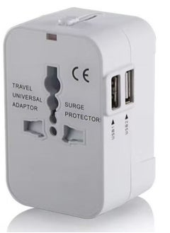 SHOPI Universal Fast Travel Adapter, Worldwide All In One Universal Power Wall Charger Ac Power Plug Adapter With Dual USB Charging Ports For USA EU UK Cell Phone Laptop (White)  - Image 1