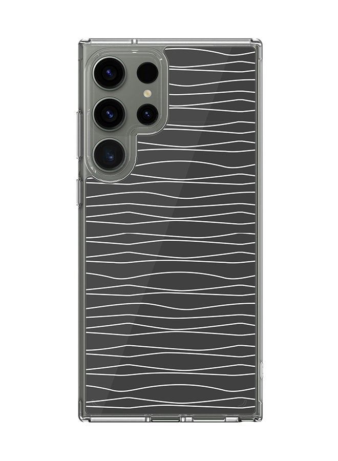 Stylizedd Classic Clear Case for Samsung Galaxy S23 Ultra , Hybrid Soft Transparent Cover [ Designed for Samsung Galaxy S23 Ultra ] - Squiggly Lines Full Print - Image 1