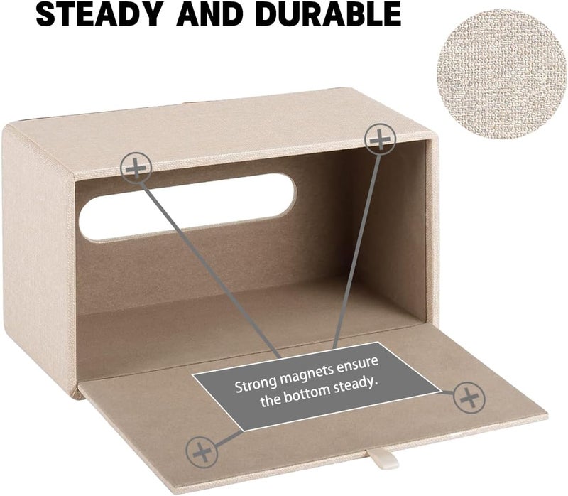 BLYPHOO Tissue Box Cover Leather Tissue Box Holder for Office Home Car Hotel- Large Luxurious Paper Dispenser Case for Bathroom, Bedroom, Living Room (White) - Image 4