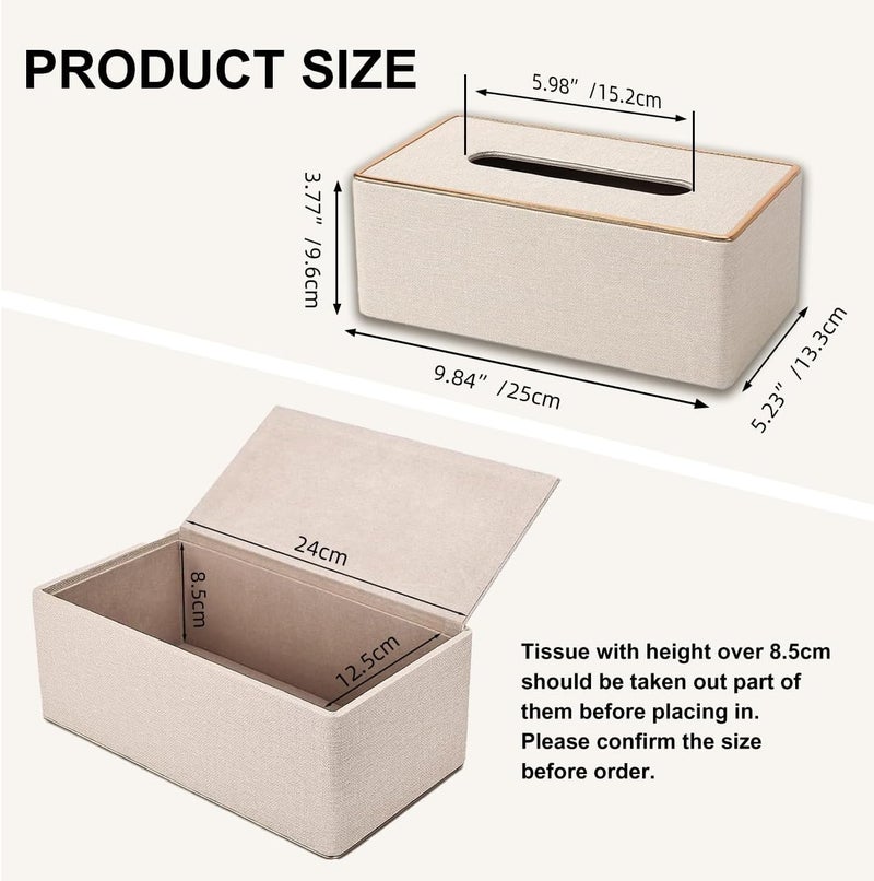 BLYPHOO Tissue Box Cover Leather Tissue Box Holder for Office Home Car Hotel- Large Luxurious Paper Dispenser Case for Bathroom, Bedroom, Living Room (White) - Image 5