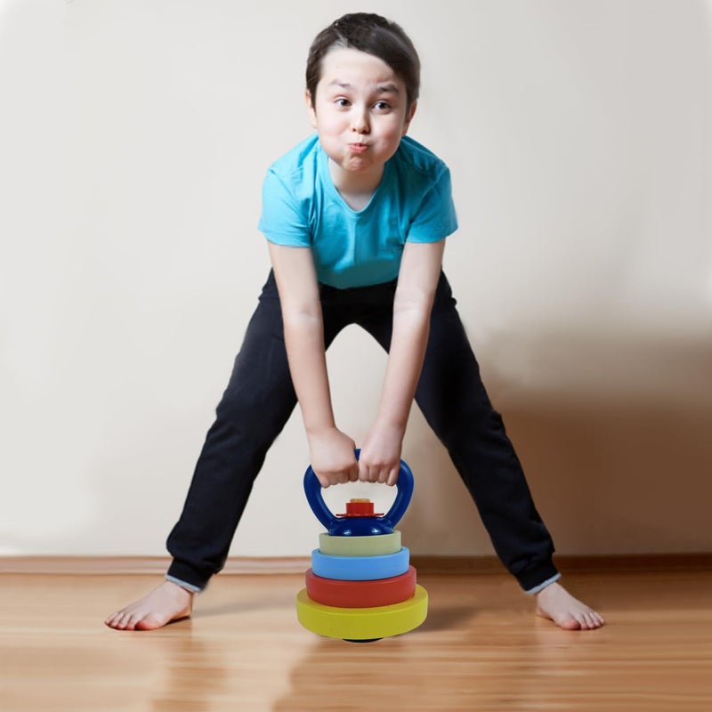 رينبو توي فروج Rainbow Toyfrog Kids Kettlebell - معدات ممارسة ممتعة وتكديس أوزان ألعاب - ألعاب تمرين صالة الألعاب الرياضية وألعاب اللياقة البدنية - أشياء رياضية رائعة للبنين والبنات - وزن قابل للتعديل - Image 4