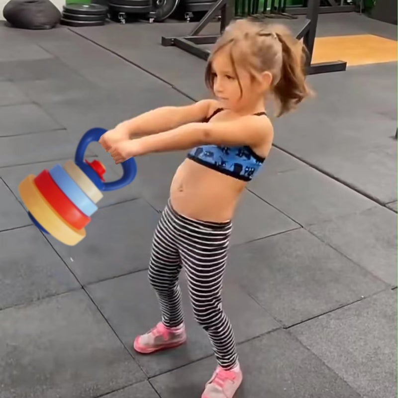 رينبو توي فروج Rainbow Toyfrog Kids Kettlebell - معدات ممارسة ممتعة وتكديس أوزان ألعاب - ألعاب تمرين صالة الألعاب الرياضية وألعاب اللياقة البدنية - أشياء رياضية رائعة للبنين والبنات - وزن قابل للتعديل - Image 5