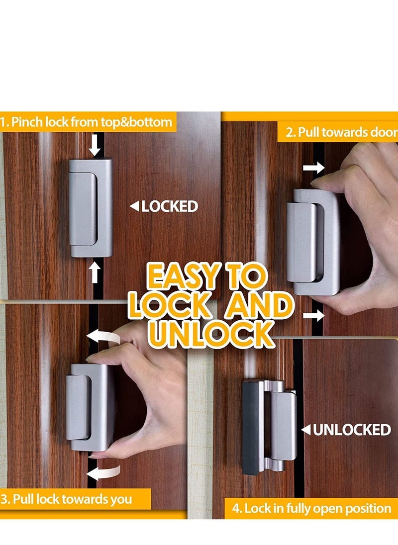 DMG TECH - DMG Home Security Door Lock with 8 Screws, Childproof Door Reinforcement Lock with 3 Inch Stop Withstand 800 lbs for Inward Swinging Door,Upgrade Night Lock to Defend Your Home (Silver) - Image 1