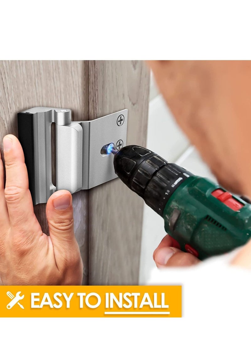 DMG TECH - DMG Home Security Door Lock with 8 Screws, Childproof Door Reinforcement Lock with 3 Inch Stop Withstand 800 lbs for Inward Swinging Door,Upgrade Night Lock to Defend Your Home (Silver) - Image 1