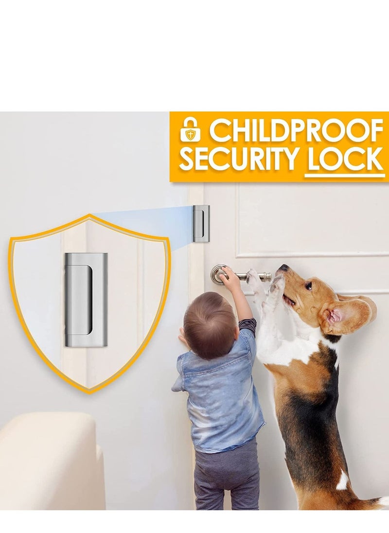 DMG TECH - DMG Home Security Door Lock with 8 Screws, Childproof Door Reinforcement Lock with 3 Inch Stop Withstand 800 lbs for Inward Swinging Door,Upgrade Night Lock to Defend Your Home (Silver) - Image 1