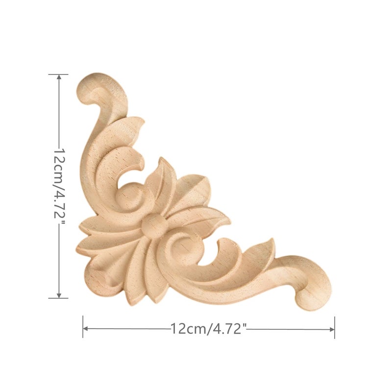 موكسام Muxsam الخشب المنحوت المنحوتة أونلايينات غير مصممة خشبية ركن نحت نحت شارات الأثاث ديكور لخزانة الخزانة الأمامية مرآة الأريكة الجانبية الجانبية الجانبية ترقية 4 عبوات 12x12 سم/4.72 "x4.72" "" x4.72 "" - Image 1
