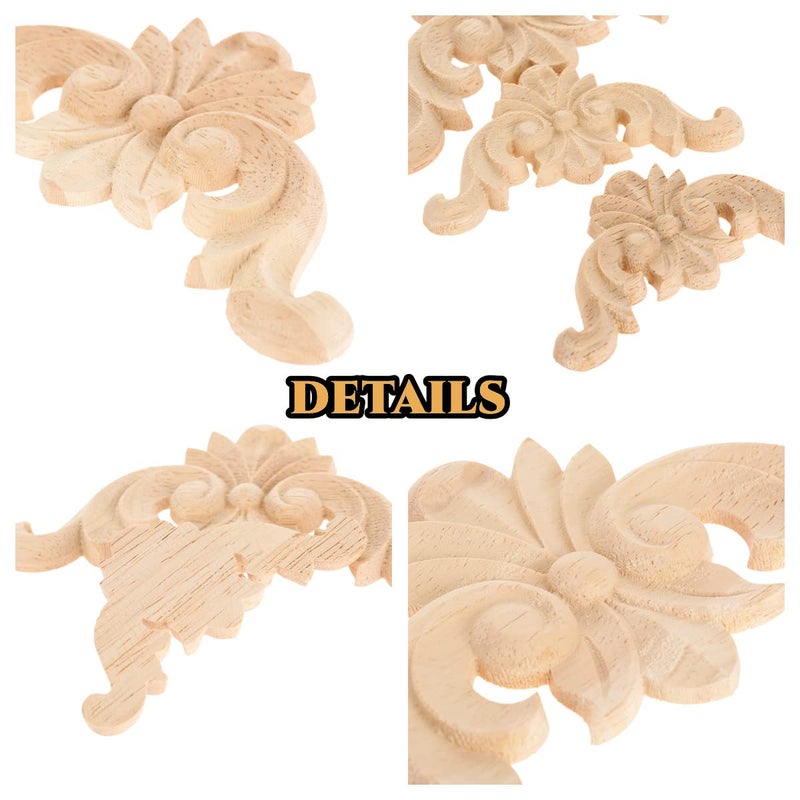 موكسام Muxsam الخشب المنحوت المنحوتة أونلايينات غير مصممة خشبية ركن نحت نحت شارات الأثاث ديكور لخزانة الخزانة الأمامية مرآة الأريكة الجانبية الجانبية الجانبية ترقية 4 عبوات 12x12 سم/4.72 "x4.72" "" x4.72 "" - Image 2
