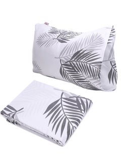 snooze Flat Bed Sheet set 2pcs, 160*235 cm+ Free Pillowcase, Gray Tropical design  - Image 2