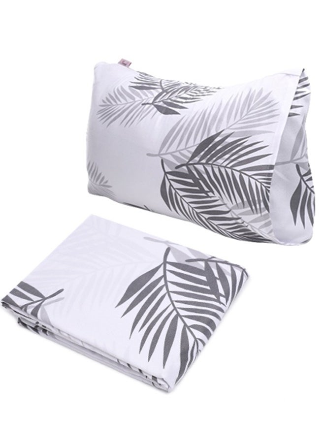 snooze Flat Bed Sheet set 2pcs, 160*235 cm+ Free Pillowcase, Gray Tropical design  - Image 2