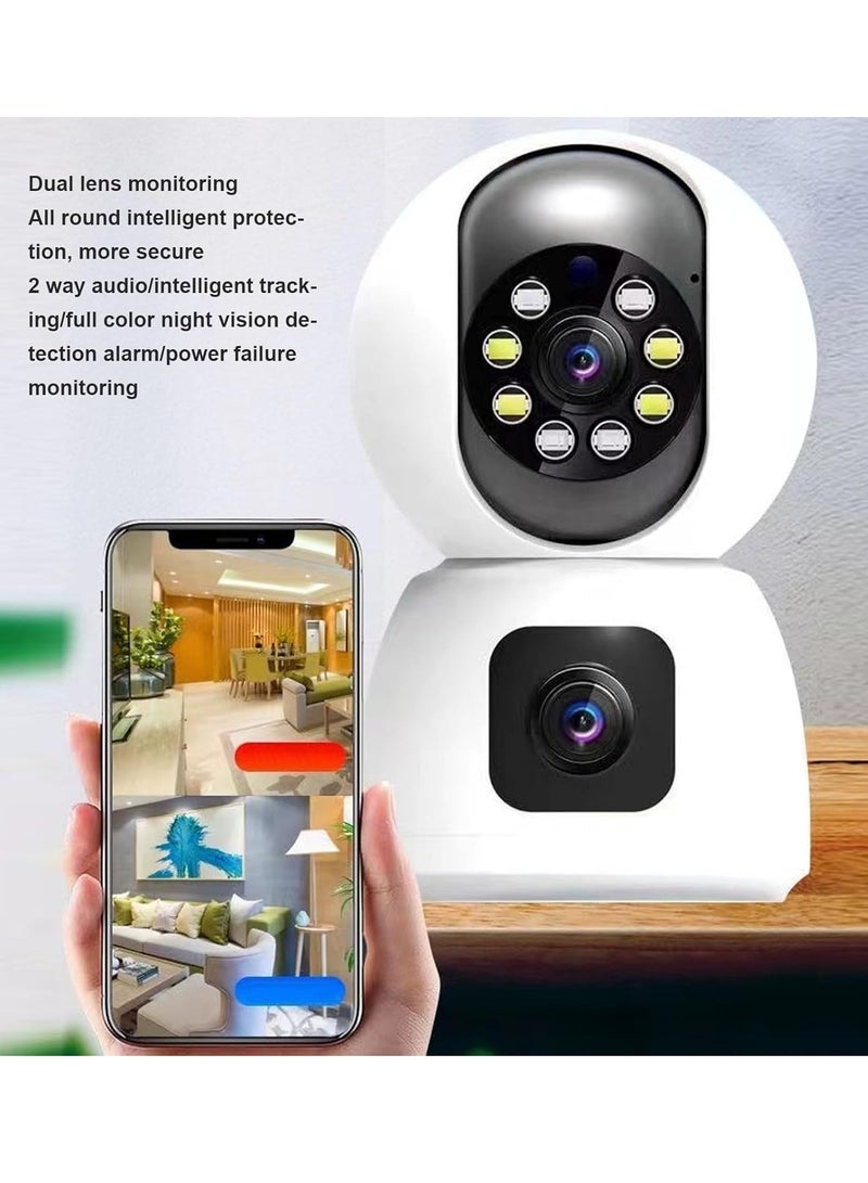 ELTRAZONE WiFi Dual Lens Security Camera HD Wireless Home Camera with Wide Angle NightMotion Detection, 2 Way, Panoramic Shooting, Rich Functions, HD Night - Image 2