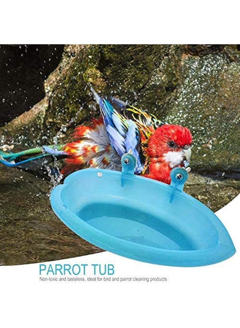 SYOSI Bird Bath with Mirror Toy for Pet Small Medium Parrot Budgie Parakeet Cockatiel Conure Lovebird Finch Canary African Grey Cockatoo Cage Shower Bathing Tub Food Feeder Bowl - Image 4