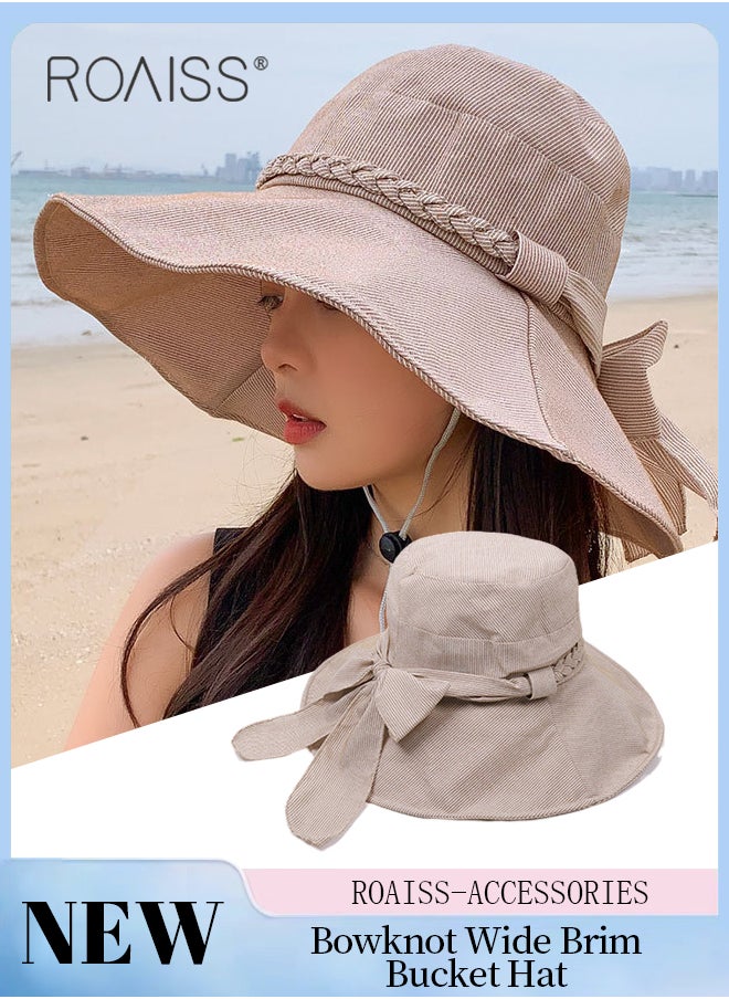 Wide Brim Bucket Hat with Twisted Bowknot for Women - Foldable Lightweight Breathable Striped Sun Hat with UV Protection for Summer Beach Outdoor - pzsku/ZFDDD2E17B985CEEDC0FAZ/45/_/1711443435/34d6ebcc-ea91-48fd-a850-c5c90bea7a26