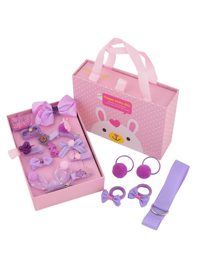 Yellow Bee Cute Hair Clips Set For Girls (Purple) Set Of 18 Girls Hair Accessories For Hair Styling Clips Perfect For Occasions Like Birthday Parties & Ideal Gift For Girls - Image 1