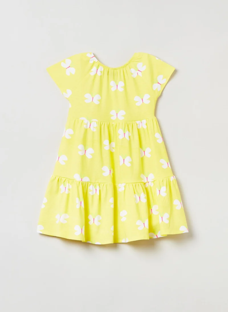 او في اس OVS Dress With Butterfly Print Flounce