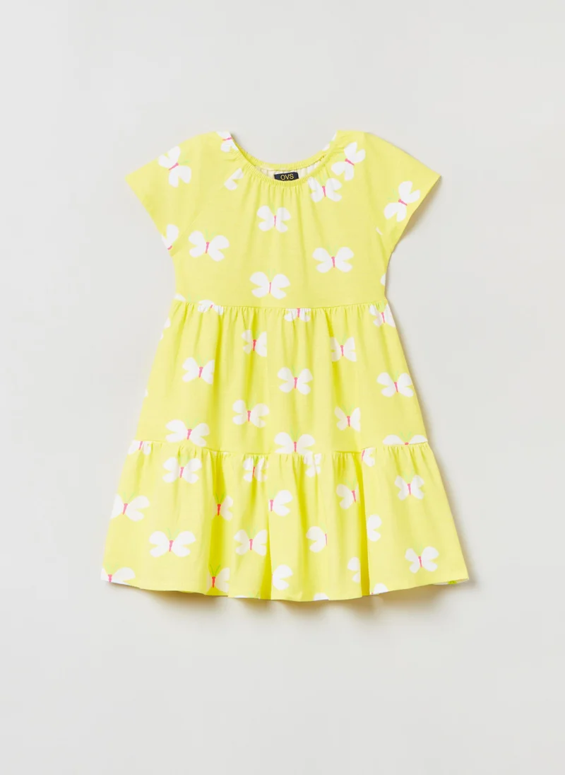 او في اس OVS Dress With Butterfly Print Flounce