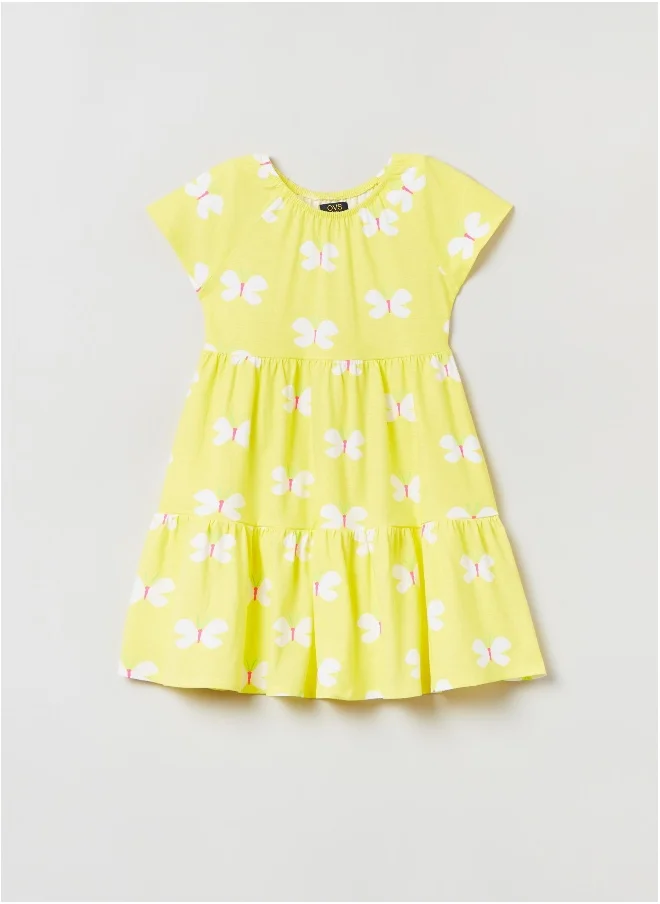 او في اس OVS Dress With Butterfly Print Flounce