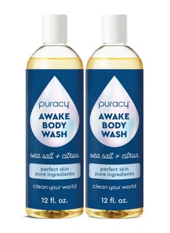 puracy Puracy Body Wash, Natural Body Wash, 98.6% Pure Plant Ingredients, Moisturizing Shower Gel for Women Men Kids, Body Soap for Dry Sensitive Skin. Gently Scented with Citrus & Sea Salt, 12 Oz (2-Pack)  - Image 1